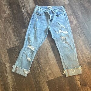 Dear John Blair's Straight Light Blue Distressed Boyfriend Jeans